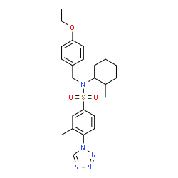 ChemSpider 2D Image | N-(4-Ethoxybenzyl)-3-methyl-N-(2-methylcyclohexyl)-4-(1H-tetrazol-1-yl)benzenesulfonamide | C24H31N5O3S