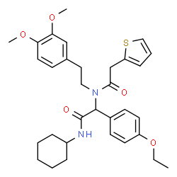 ChemSpider 2D Image | N-[2-(Cyclohexylamino)-1-(4-ethoxyphenyl)-2-oxoethyl]-N-[2-(3,4-dimethoxyphenyl)ethyl]-2-(2-thienyl)acetamide | C32H40N2O5S