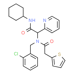 ChemSpider 2D Image | N-(2-Chlorobenzyl)-N-[2-(cyclohexylamino)-2-oxo-1-(2-pyridinyl)ethyl]-2-(2-thienyl)acetamide | C26H28ClN3O2S