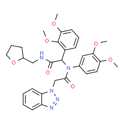 ChemSpider 2D Image | 2-(1H-Benzotriazol-1-yl)-N-(3,4-dimethoxyphenyl)-N-{1-(2,3-dimethoxyphenyl)-2-oxo-2-[(tetrahydro-2-furanylmethyl)amino]ethyl}acetamide | C31H35N5O7