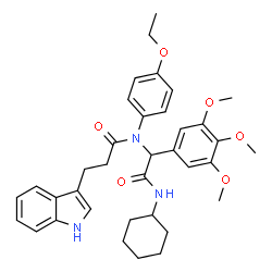 ChemSpider 2D Image | N-[2-(Cyclohexylamino)-2-oxo-1-(3,4,5-trimethoxyphenyl)ethyl]-N-(4-ethoxyphenyl)-3-(1H-indol-3-yl)propanamide | C36H43N3O6