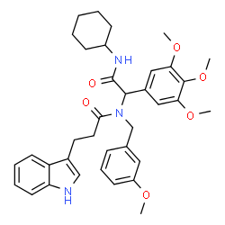 ChemSpider 2D Image | N-[2-(Cyclohexylamino)-2-oxo-1-(3,4,5-trimethoxyphenyl)ethyl]-3-(1H-indol-3-yl)-N-(3-methoxybenzyl)propanamide | C36H43N3O6