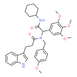 ChemSpider 2D Image | N-[2-(Cyclohexylamino)-2-oxo-1-(3,4,5-trimethoxyphenyl)ethyl]-3-(1H-indol-3-yl)-N-(4-methoxybenzyl)propanamide | C36H43N3O6