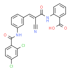 ChemSpider 2D Image | 2-{[(2E)-2-Cyano-3-{3-[(2,4-dichlorobenzoyl)amino]phenyl}-2-propenoyl]amino}benzoic acid | C24H15Cl2N3O4