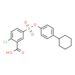 ChemSpider 2D Image | 2-Chloro-5-[(4-cyclohexylphenoxy)sulfonyl]benzoic acid | C19H19ClO5S