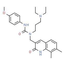 ChemSpider 2D Image | 1-[3-(Diethylamino)propyl]-1-[(7,8-dimethyl-2-oxo-1,2-dihydro-3-quinolinyl)methyl]-3-(4-methoxyphenyl)urea | C27H36N4O3