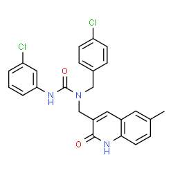 ChemSpider 2D Image | 1-(4-Chlorobenzyl)-3-(3-chlorophenyl)-1-[(6-methyl-2-oxo-1,2-dihydro-3-quinolinyl)methyl]urea | C25H21Cl2N3O2