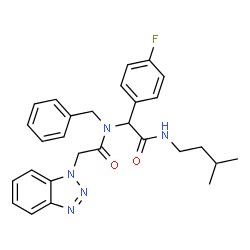 ChemSpider 2D Image | 2-(1H-Benzotriazol-1-yl)-N-benzyl-N-{1-(4-fluorophenyl)-2-[(3-methylbutyl)amino]-2-oxoethyl}acetamide | C28H30FN5O2
