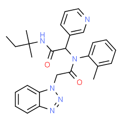 ChemSpider 2D Image | 2-(1H-Benzotriazol-1-yl)-N-{2-[(2-methyl-2-butanyl)amino]-2-oxo-1-(3-pyridinyl)ethyl}-N-(2-methylphenyl)acetamide | C27H30N6O2