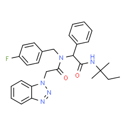 ChemSpider 2D Image | 2-(1H-Benzotriazol-1-yl)-N-(4-fluorobenzyl)-N-{2-[(2-methyl-2-butanyl)amino]-2-oxo-1-phenylethyl}acetamide | C28H30FN5O2