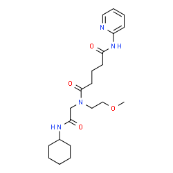ChemSpider 2D Image | N-[2-(Cyclohexylamino)-2-oxoethyl]-N-(2-methoxyethyl)-N'-(2-pyridinyl)pentanediamide | C21H32N4O4