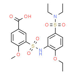 ChemSpider 2D Image | 3-{[5-(Diethylsulfamoyl)-2-ethoxyphenyl]sulfamoyl}-4-methoxybenzoic acid | C20H26N2O8S2