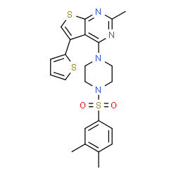 ChemSpider 2D Image | 4-{4-[(3,4-Dimethylphenyl)sulfonyl]-1-piperazinyl}-2-methyl-5-(2-thienyl)thieno[2,3-d]pyrimidine | C23H24N4O2S3