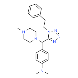 ChemSpider 2D Image | N,N-Dimethyl-4-{(4-methyl-1-piperazinyl)[1-(2-phenylethyl)-1H-tetrazol-5-yl]methyl}aniline | C23H31N7