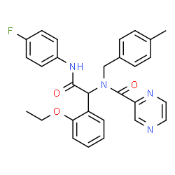 ChemSpider 2D Image | N-{1-(2-Ethoxyphenyl)-2-[(4-fluorophenyl)amino]-2-oxoethyl}-N-(4-methylbenzyl)-2-pyrazinecarboxamide | C29H27FN4O3