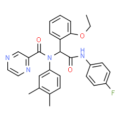 ChemSpider 2D Image | N-(3,4-Dimethylphenyl)-N-{1-(2-ethoxyphenyl)-2-[(4-fluorophenyl)amino]-2-oxoethyl}-2-pyrazinecarboxamide | C29H27FN4O3