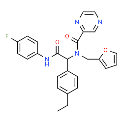 ChemSpider 2D Image | N-{1-(4-Ethylphenyl)-2-[(4-fluorophenyl)amino]-2-oxoethyl}-N-(2-furylmethyl)-2-pyrazinecarboxamide | C26H23FN4O3