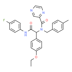 ChemSpider 2D Image | N-{1-(4-Ethoxyphenyl)-2-[(4-fluorophenyl)amino]-2-oxoethyl}-N-(4-methylbenzyl)-2-pyrazinecarboxamide | C29H27FN4O3