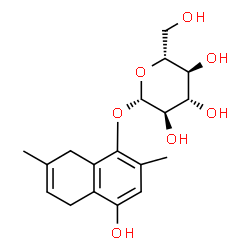 ChemSpider 2D Image | 4-Hydroxy-2,7-dimethyl-5,8-dihydro-1-naphthalenyl beta-D-glucopyranoside | C18H24O7