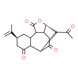 ChemSpider 2D Image | (1S,5S,11S,15S)-15-Acetyl-5-isopropenyl-10-oxatetracyclo[9.3.1.0~2,7~.0~8,12~]pentadecane-3,9,14-trione | C19H22O5