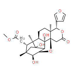 ChemSpider 2D Image | Methyl [(3S,4R,7S,8R,12R,15S,16S,17S,18S)-8-(3-furyl)-1,3,15-trihydroxy-7,16,18-trimethyl-10-oxo-9,13-dioxahexacyclo[14.2.1.0~2,14~.0~3,12~.0~4,18~.0~7,12~]nonadec-17-yl]acetate | C27H34O9
