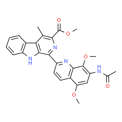 ChemSpider 2D Image | Methyl 1-(7-acetamido-5,8-dimethoxy-2-quinolinyl)-4-methyl-9H-beta-carboline-3-carboxylate | C27H24N4O5