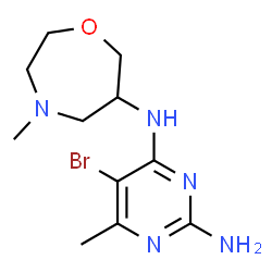 ChemSpider 2D Image | 5-Bromo-6-methyl-N~4~-(4-methyl-1,4-oxazepan-6-yl)-2,4-pyrimidinediamine | C11H18BrN5O