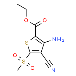 ChemSpider 2D Image | Ethyl 3-amino-4-cyano-5-(methylsulfonyl)-2-thiophenecarboxylate | C9H10N2O4S2