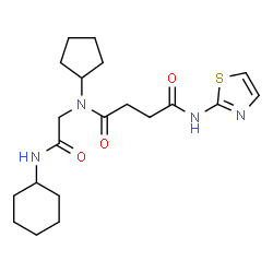 ChemSpider 2D Image | N-[2-(Cyclohexylamino)-2-oxoethyl]-N-cyclopentyl-N'-(1,3-thiazol-2-yl)succinamide | C20H30N4O3S