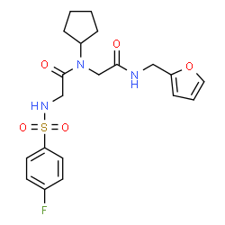 ChemSpider 2D Image | N-[(4-Fluorophenyl)sulfonyl]glycyl-N~2~-cyclopentyl-N-(2-furylmethyl)glycinamide | C20H24FN3O5S