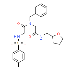 ChemSpider 2D Image | N-[(4-Fluorophenyl)sulfonyl]glycyl-N~2~-benzyl-N-(tetrahydro-2-furanylmethyl)glycinamide | C22H26FN3O5S