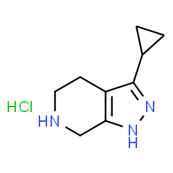 ChemSpider 2D Image | 3-cyclopropyl-4,5,6,7-tetrahydro-1H-pyrazolo[3,4-c]pyridine hydrochloride | C9H14ClN3