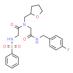 ChemSpider 2D Image | N-(Phenylsulfonyl)glycyl-N-(4-fluorobenzyl)-N~2~-(tetrahydro-2-furanylmethyl)glycinamide | C22H26FN3O5S