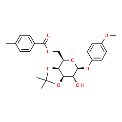 ChemSpider 2D Image | 4-Methoxyphenyl 3,4-O-isopropylidene-6-O-(4-methylbenzoyl)-beta-D-galactopyranoside | C24H28O8