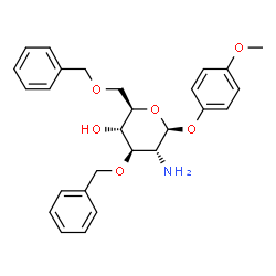 ChemSpider 2D Image | 4-Methoxyphenyl 2-amino-3,6-di-O-benzyl-2-deoxy-beta-D-glucopyranoside | C27H31NO6