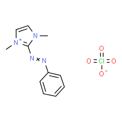 ChemSpider 2D Image | 1,3-Dimethyl-2-(phenyldiazenyl)-1H-imidazol-3-ium perchlorate | C11H13ClN4O4