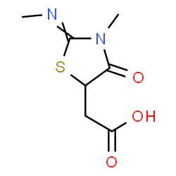 ChemSpider 2D Image | [3-Methyl-2-(methylimino)-4-oxo-1,3-thiazolidin-5-yl]acetic acid | C7H10N2O3S