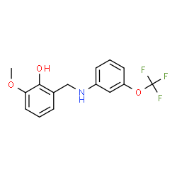 ChemSpider 2D Image | 2-Methoxy-6-({[3-(trifluoromethoxy)phenyl]amino}methyl)phenol | C15H14F3NO3