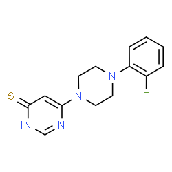 ChemSpider 2D Image | 6-[4-(2-Fluorophenyl)-1-piperazinyl]-4(1H)-pyrimidinethione | C14H15FN4S