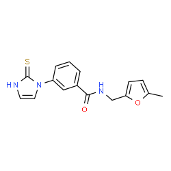 ChemSpider 2D Image | N-[(5-Methyl-2-furyl)methyl]-3-(2-thioxo-2,3-dihydro-1H-imidazol-1-yl)benzamide | C16H15N3O2S