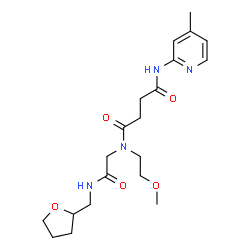 ChemSpider 2D Image | N-(2-Methoxyethyl)-N'-(4-methyl-2-pyridinyl)-N-{2-oxo-2-[(tetrahydro-2-furanylmethyl)amino]ethyl}succinamide | C20H30N4O5