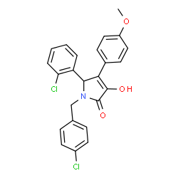 ChemSpider 2D Image | 1-(4-Chlorobenzyl)-5-(2-chlorophenyl)-3-hydroxy-4-(4-methoxyphenyl)-1,5-dihydro-2H-pyrrol-2-one | C24H19Cl2NO3