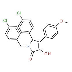 ChemSpider 2D Image | 1-(4-Chlorobenzyl)-5-(4-chlorophenyl)-3-hydroxy-4-(4-methoxyphenyl)-1,5-dihydro-2H-pyrrol-2-one | C24H19Cl2NO3