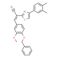 ChemSpider 2D Image | (2Z)-3-[4-(Benzyloxy)-3-methoxyphenyl]-2-[4-(3,4-dimethylphenyl)-1,3-thiazol-2-yl]acrylonitrile | C28H24N2O2S