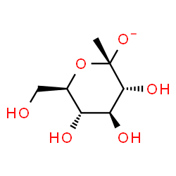 ChemSpider 2D Image | (2S,3R,4S,5S,6R)-3,4,5-Trihydroxy-6-(hydroxymethyl)-2-methyltetrahydro-2H-pyran-2-olate | C7H13O6