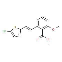 ChemSpider 2D Image | Methyl 2-[(E)-2-(5-chloro-2-thienyl)vinyl]-6-methoxybenzoate | C15H13ClO3S