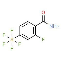 ChemSpider 2D Image | 2-Fluoro-4-(pentafluoro-lambda~6~-sulfanyl)benzamide | C7H5F6NOS
