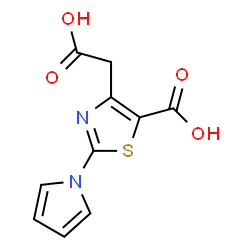ChemSpider 2D Image | 4-(Carboxymethyl)-2-(1H-pyrrol-1-yl)-1,3-thiazole-5-carboxylic acid | C10H8N2O4S