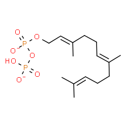 ChemSpider 2D Image | Diphosphoric acid, mono[(2E,6E)-3,7,11-trimethyl-2,6,10-dodecatrien-1-yl] ester, ion(2-) | C15H26O7P2