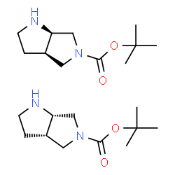 ChemSpider 2D Image | tert-Butyl (3aR,6aR)-hexahydropyrrolo[3,4-b]pyrrole-5(1H)-carboxylate - tert-butyl (3aS,6aS)-hexahydropyrrolo[3,4-b]pyrrole-5(1H)-carboxylate (1:1) | C22H40N4O4